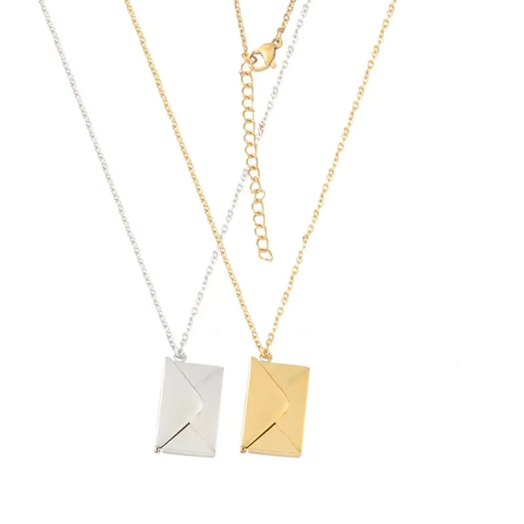 Creative Titanium Steel Envelope Necklace for Couples