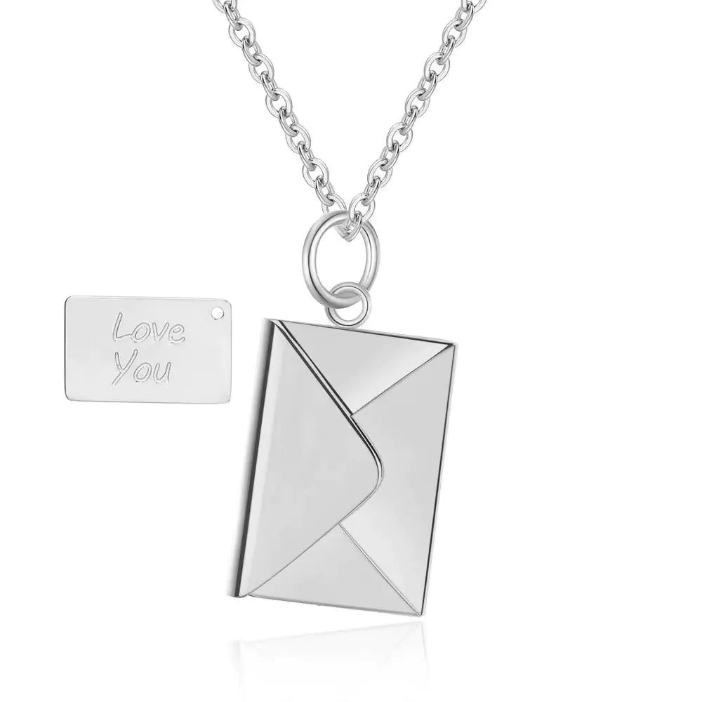Creative Titanium Steel Envelope Necklace for Couples