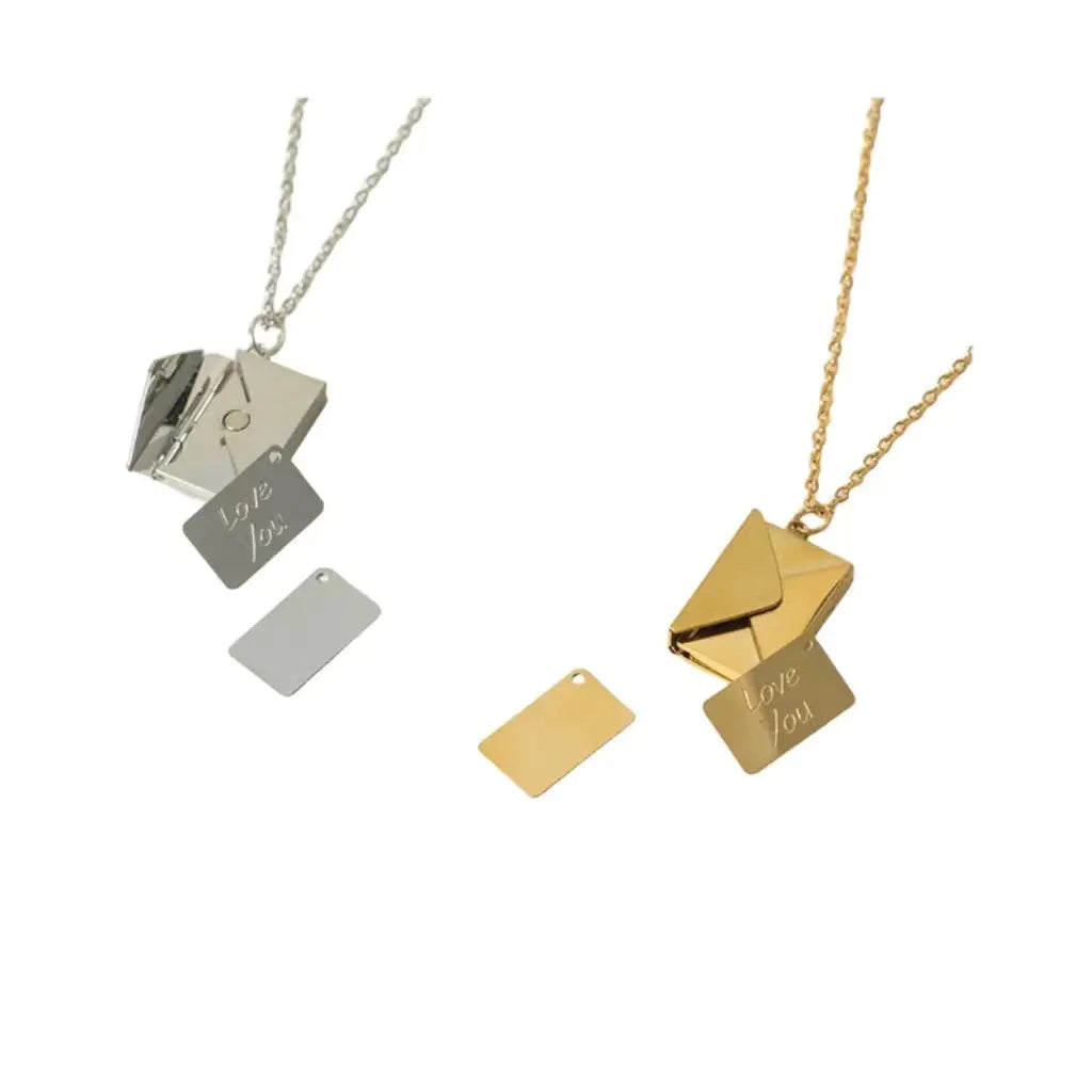 Creative Titanium Steel Envelope Necklace for Couples