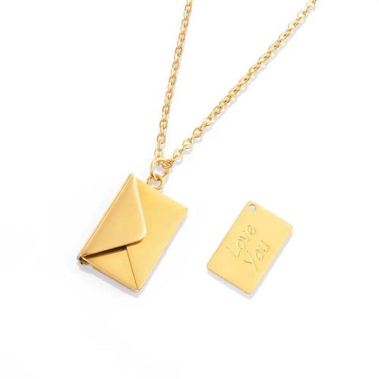 Creative Titanium Steel Envelope Necklace for Couples